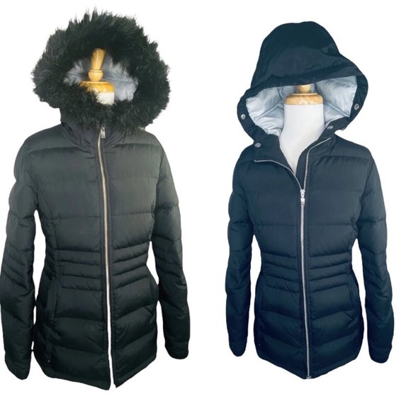 Tommy Hilfiger Pamela Puffer Down Jacket With Removable Faux Fur Collar Black S - Picture 12 of 12